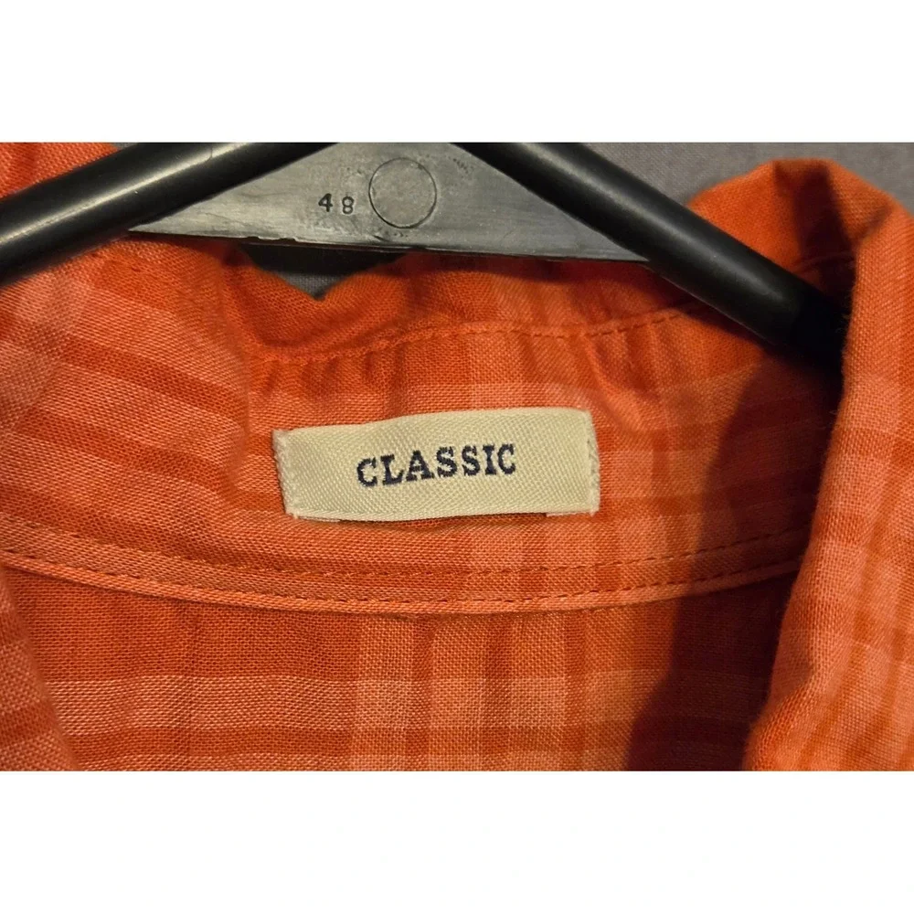 J.Crew Classic Overdyed Plaid Button-Down Shirt Mens‎ Size Medium Orange